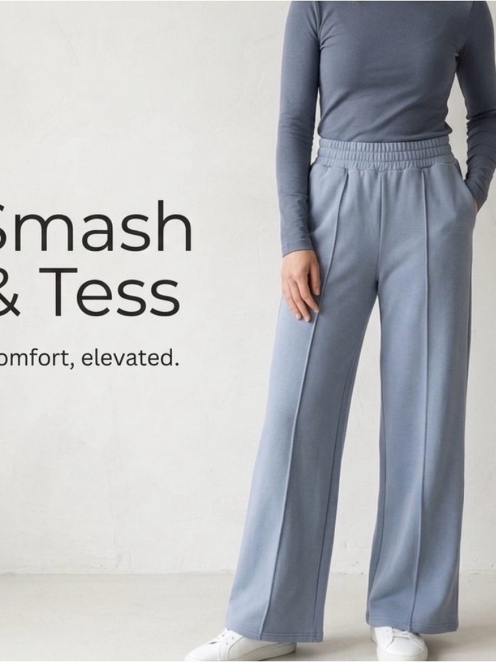 Smash + Tess Wide-Leg Lounge Pants in Slate Blue